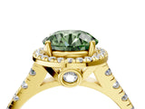Yellow gold Fancy Green Round  Halo Pavé Diamond Engagement Ring with Four-Prong Setting_31