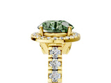 Yellow gold Fancy Green Round  Halo Pavé Diamond Engagement Ring with Four-Prong Setting_32