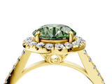 Yellow gold Fancy Green Round  Halo Pavé Diamond Engagement Ring with Four-Prong Setting_7