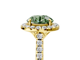 Yellow gold Fancy Green Round  Halo Pavé Diamond Engagement Ring with Four-Prong Setting_8