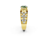 Yellow gold Fancy Green Round  Halo Pave Diamond Engagement Ring with Milgrain Detailing_51