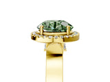 Yellow gold Fancy Green Round  Halo Pave Split Shank Prong Setting Ring_44