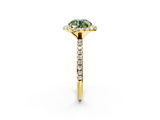Yellow gold Fancy Green Round  Halo Round Diamond Pavé Band Four-Prong Ring_5
