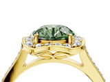 Yellow gold Fancy Green Round  Halo Round Diamond Pave Band with Four-Prong Setting_43