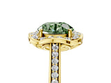 Yellow gold Fancy Green Round  Halo Round Diamond Pave Band with Four-Prong Setting_44