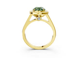 Yellow gold Fancy Green Round  Halo Solitaire Diamond Ring with Pave Band and Bezel Setting_51