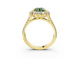 Yellow gold Fancy Green Round  Halo Split Shank Diamond Engagement Ring with Pave Band and Four-Prong Setting_57