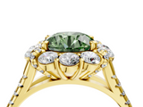 Yellow gold Fancy Green Round  Halo Split Shank Diamond Engagement Ring with Pave Band and Four-Prong Setting_58
