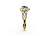 Yellow gold Fancy Green Round  Halo Split Shank Diamond Engagement Ring with Prong Setting_22