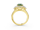 Yellow gold Fancy Green Round  Halo Split Shank Diamond Engagement Ring with Prong Setting_23