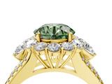 Yellow gold Fancy Green Round  Halo Split Shank Diamond Engagement Ring with Prong Setting_24