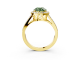 Yellow gold Fancy Green Round  Halo Split Shank Diamond Ring with Four-Prong Setting_35
