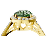 Yellow gold Fancy Green Round  Halo Split Shank Diamond Ring with Four-Prong Setting_36