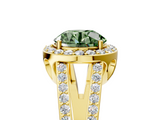 Yellow gold Fancy Green Round  Halo Split Shank Diamond Ring with Four-Prong Setting_37