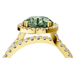 Yellow gold Fancy Green Round  Halo Split Shank Diamond Ring with Pavé Setting_30
