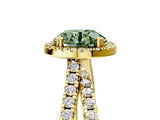 Yellow gold Fancy Green Round  Halo Split Shank Diamond Ring with Pavé Setting_31