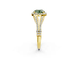 Yellow gold Fancy Green Round  Halo Split Shank Pave Diamond Ring with Four-Prong Setting_50