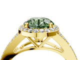 Yellow gold Fancy Green Round  Halo Split Shank Pave Diamond Ring with Four-Prong Setting_52