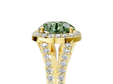 Yellow gold Fancy Green Round  Halo Split Shank Pave Diamond Ring with Four-Prong Setting_53