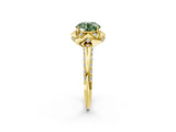Yellow gold Fancy Green Round  Halo Split Shank Pave Diamond Ring with Petal Prong Setting_22