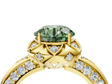 Yellow gold Fancy Green Round  Halo Split Shank Pave Diamond Ring with Petal Prong Setting_24