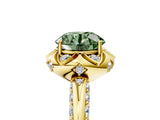 Yellow gold Fancy Green Round  Halo Split Shank Pave Diamond Ring with Petal Prong Setting_25