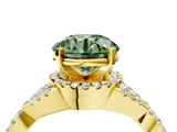 Yellow gold Fancy Green Round  Halo Twist Band Solitaire Prong Setting Ring_83
