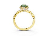 Yellow gold Fancy Green Round  Halo Twist Band Solitaire Ring with Six-Prong Setting_6