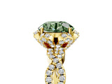 Yellow gold Fancy Green Round  Halo Twist Band Solitaire Ring with Six-Prong Setting_8