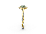 Yellow gold Fancy Green Round  Halo Twist Band Solitaire Ring_22