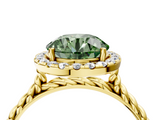 Yellow gold Fancy Green Round  Halo Twisted Band Four-Prong Diamond Ring_24