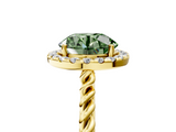 Yellow gold Fancy Green Round  Halo Twisted Band Four-Prong Diamond Ring_25