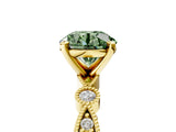 Yellow gold Fancy Green Round  Milgrain Bezel Diamond Engagement Ring with Solitaire Prong Setting_165