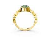 Yellow gold Fancy Green Round  Milgrain Marquise Diamond Twist Band Ring_65