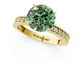 Yellow gold Fancy Green Round  Milgrain Pave Diamond Engagement Ring with Four-Prong Setting_53