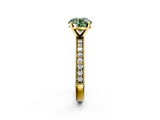 Yellow gold Fancy Green Round  Milgrain Pave Diamond Engagement Ring with Four-Prong Setting_54