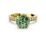 Yellow gold Fancy Green Round  Milgrain Pave Diamond Engagement Ring with Four-Prong Setting_69