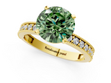 Yellow gold Fancy Green Round  Milgrain Pave Diamond Engagement Ring with Four-Prong Setting_70