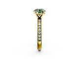 Yellow gold Fancy Green Round  Milgrain Pave Diamond Engagement Ring with Four-Prong Setting_71