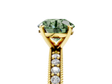 Yellow gold Fancy Green Round  Milgrain Pave Diamond Engagement Ring with Four-Prong Setting_74