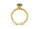 Yellow gold Fancy Green Round  Solitaire Beaded Band Prong Setting Ring 3