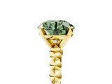 Yellow gold Fancy Green Round  Solitaire Beaded Band Prong Setting Ring 5