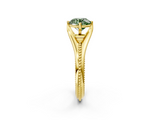Yellow gold Fancy Green Round  Solitaire Beaded Band Six-Prong Setting_2