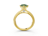 Yellow gold Fancy Green Round  Solitaire Beaded Band Six-Prong Setting_3