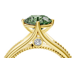 Yellow gold Fancy Green Round  Solitaire Beaded Band Six-Prong Setting_4