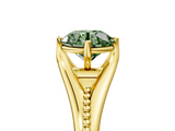 Yellow gold Fancy Green Round  Solitaire Beaded Band Six-Prong Setting_5
