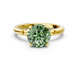 Yellow gold Fancy Green Round  Solitaire Beaded Band with Four-Prong Setting_64