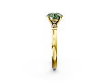Yellow gold Fancy Green Round  Solitaire Beaded Band with Four-Prong Setting_66
