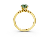Yellow gold Fancy Green Round  Solitaire Beaded Band with Four-Prong Setting_67