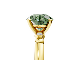 Yellow gold Fancy Green Round  Solitaire Beaded Band with Four-Prong Setting_69